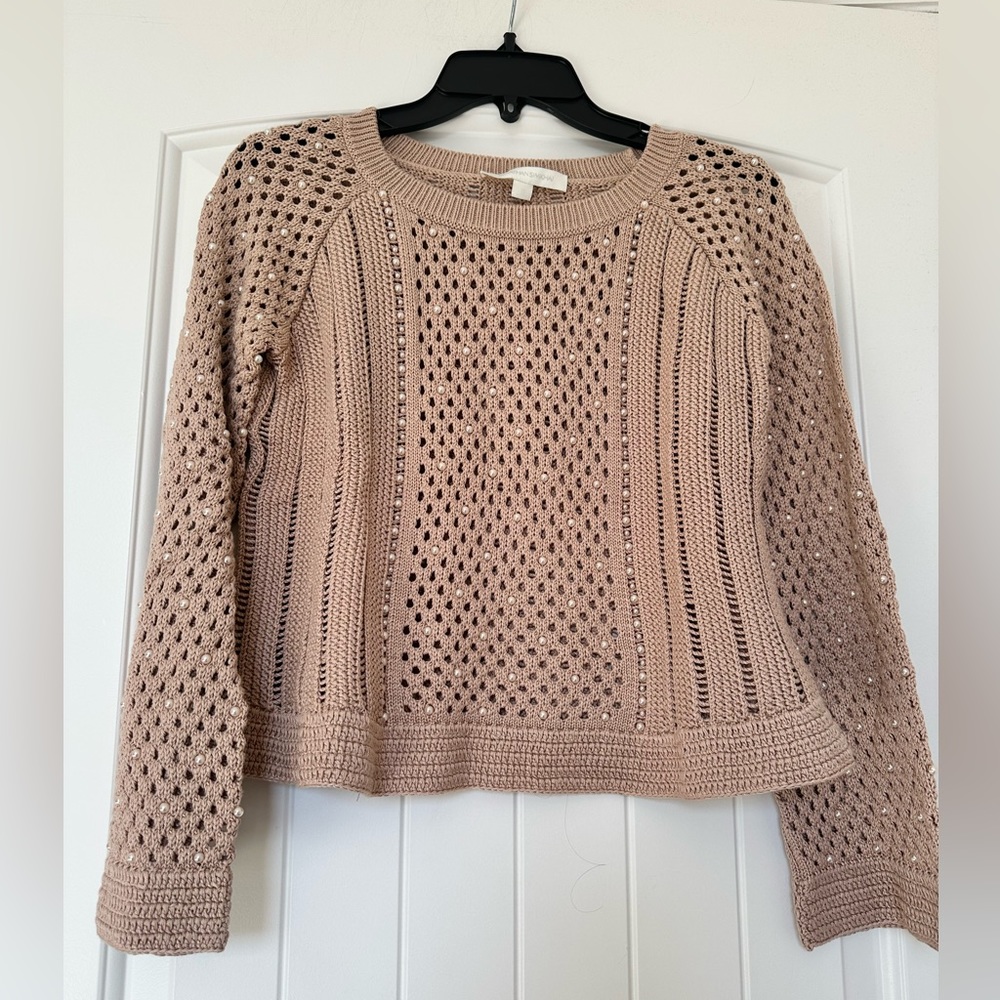 EUC JONATHAN SIMKHAI PEARL CROCHET SWEATER